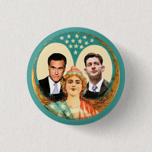 Chapa Redonda De 2,5 Cm Romney Ryan retro