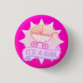 Chapa Redonda De 2,5 Cm Rosa, Es Un CHICA, Un Fiesta De Revelación De Géne