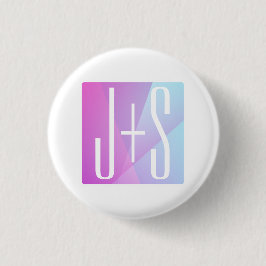 Chapa Redonda De 2,5 Cm Rosa geométrico Guay y púrpura | Iniciales de pare