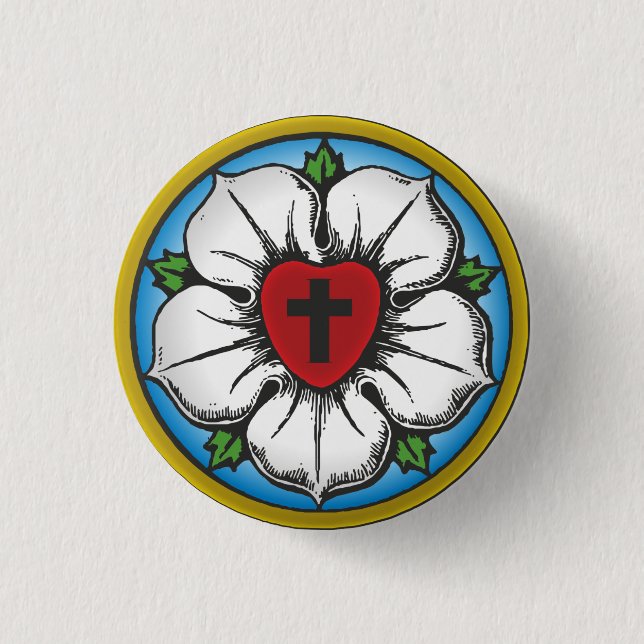 Chapa Redonda De 2,5 Cm Rosa Lutheran (Anverso)
