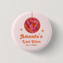 Chapa Redonda De 2,5 Cm Rosa Naranja Groovy Última disco Despedida de solt