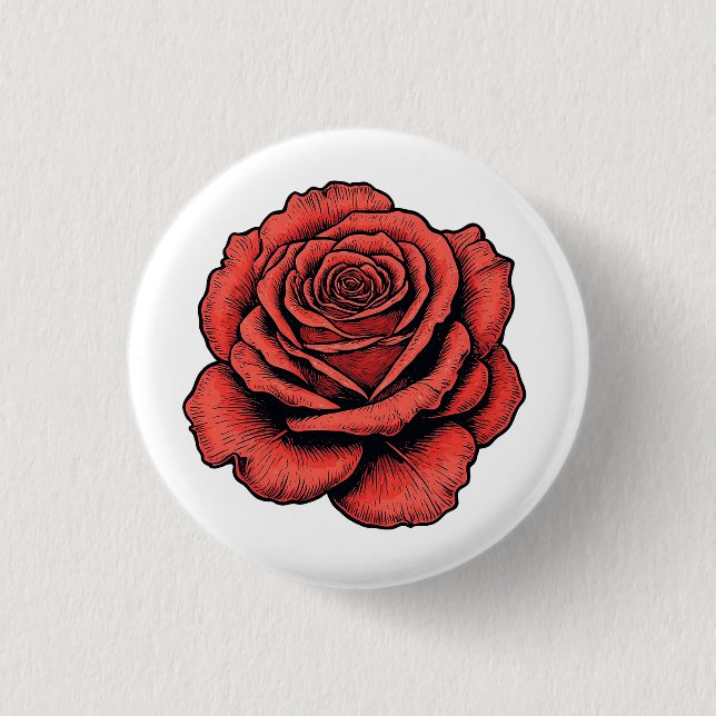 Chapa Redonda De 2,5 Cm Rosa Roja (Anverso)