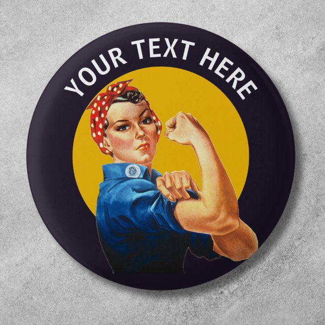 Chapa Redonda De 2,5 Cm Rosie, la cosecha Personalizado del Riveter (Vintage Rosie the Riveter Custom Button)