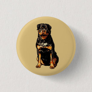 Chapa Redonda De 2,5 Cm Rottweiler Pop Art estilo cómic tramado perro