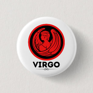 Chapa Redonda De 2,5 Cm Rótulo Astrológico Virgo