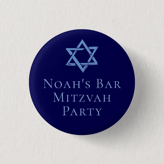 Chapa Redonda De 2,5 Cm Royal Blue Bar Mitzvah Fiesta Estrella de David (Anverso)