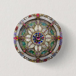 Chapa Redonda De 2,5 Cm Ruby, Amethyst, Sapphire y Pearl Mandala