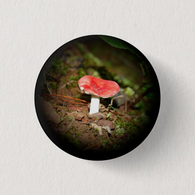 Chapa Redonda De 2,5 Cm Rússula de sombrero rojo (Anverso)