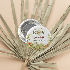 Chapa Redonda De 2,5 Cm Rustic Woodland Baby Shower Mushrooms