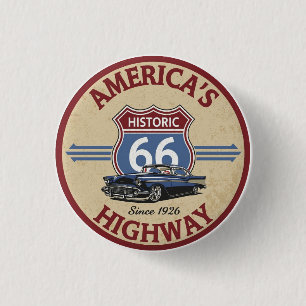 Chapa Redonda De 2,5 Cm Ruta 66 de EE. UU. carretera histórica Regalos de