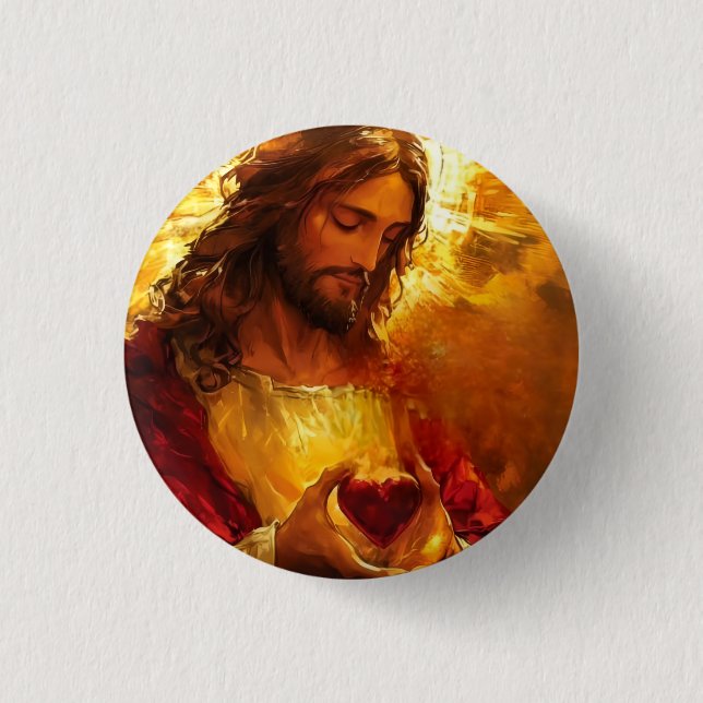 Chapa Redonda De 2,5 Cm Sacred Heart of Jesus  (Anverso)