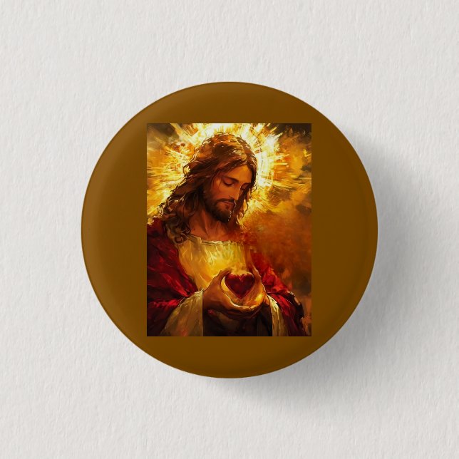 Chapa Redonda De 2,5 Cm Sacred Heart of Jesus  (Anverso)