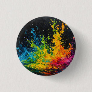 Chapa Redonda De 2,5 Cm Salpicadura de pintura colorida