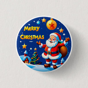 Chapa Redonda De 2,5 Cm Saludo Alegre de Santa Claus