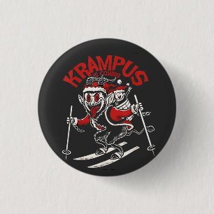 Chapa Redonda De 2,5 Cm Saludo de Navidad del Diablo de Navidad Krampus