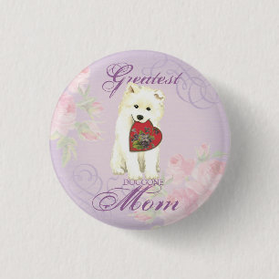 Chapa Redonda De 2,5 Cm Samoyed Heart Mom