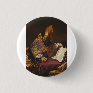 Chapa Redonda De 2,5 Cm San Ambrosio Padre de la Iglesia Católica