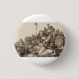 Chapa Redonda De 2,5 Cm San Antonio leyendo por Albrecht Durer