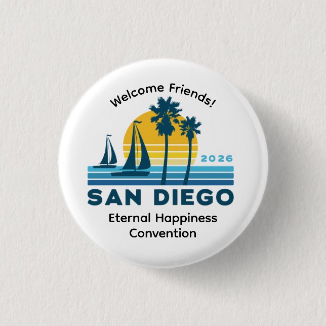 Chapa Redonda De 2,5 Cm San Diego 2026 International Convention Pin (Anverso)
