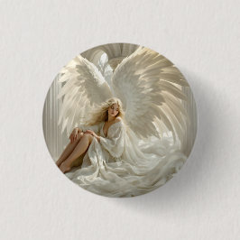 Chapa Redonda De 2,5 Cm Sanctum de alas - Ángel en los vestíbulos de luz