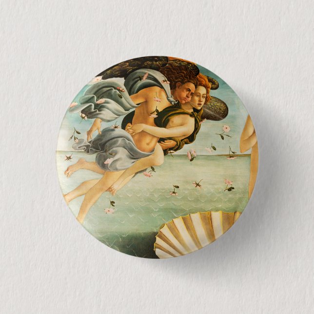 Chapa Redonda De 2,5 Cm Sandro Botticelli Nacimiento de Venus Zephyrus, Cl (Anverso)