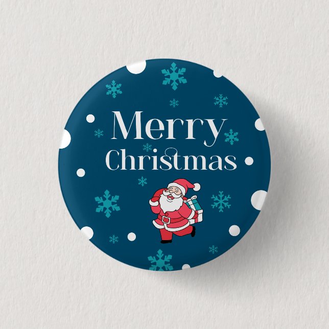 Chapa Redonda De 2,5 Cm Santa Claus Feliz Navidad (Anverso)