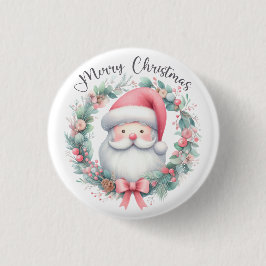 Chapa Redonda De 2,5 Cm Santa Claus Merry Christmas Button