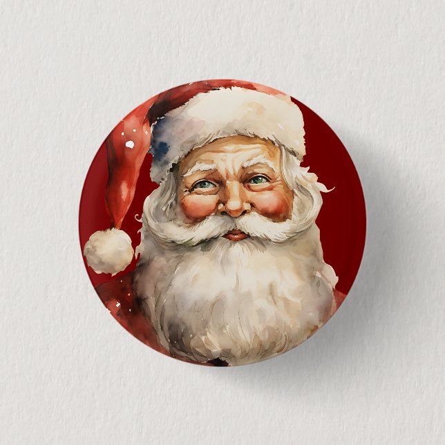 Chapa Redonda De 2,5 Cm Santa Claus Navidad Retro (Anverso)