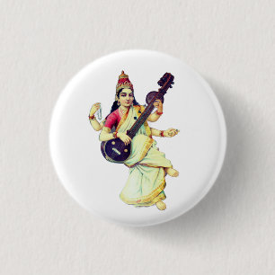 Chapa Redonda De 2,5 Cm Saraswati, diosa hindú