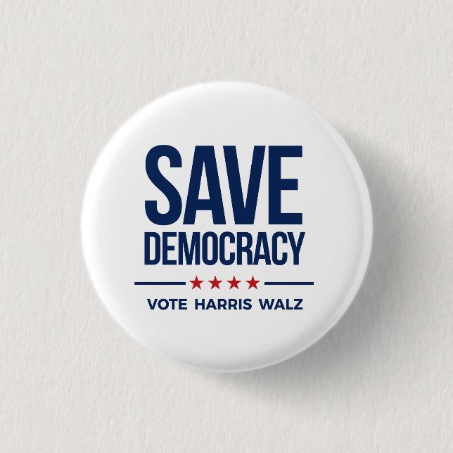 Chapa Redonda De 2,5 Cm SAVE DEMOCRACIA - Vote Harris Walz (Anverso)