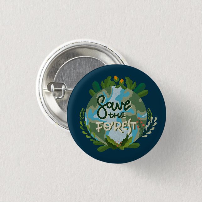 Chapa Redonda De 2,5 Cm Save the Forest (Anverso y reverso)