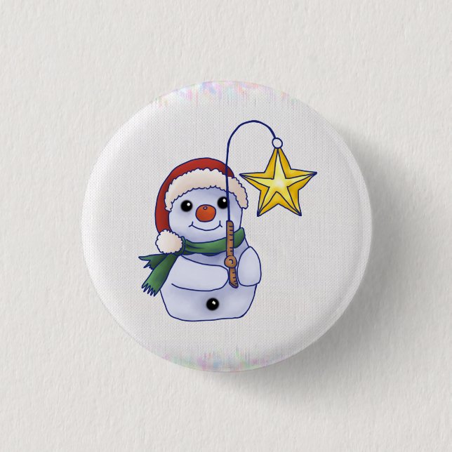 Chapa Redonda De 2,5 Cm Schneemann mit Stern (Anverso)