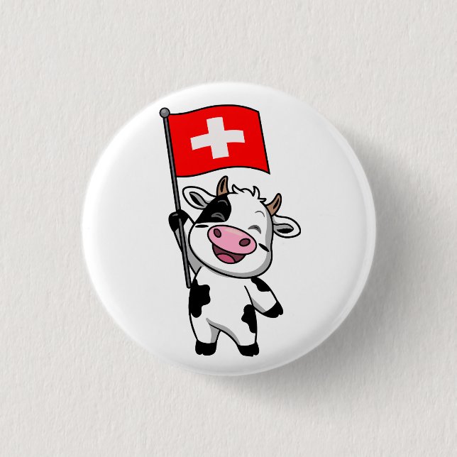 Chapa Redonda De 2,5 Cm Schweizer Kuh Männer Basic T-Shirt (Anverso)