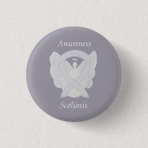 Chapa Redonda De 2,5 Cm Scoliosis Awareness Angel Cinta blanca Pin de Arte
