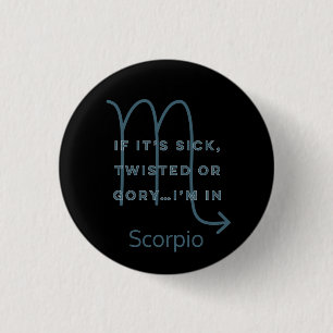 Chapa Redonda De 2,5 Cm Scorpio Zodiac Rótulo Fun Cita Azul Texto Cumpleañ