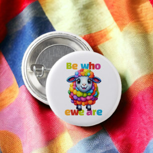 Chapa Redonda De 2,5 Cm Sé quién somos las ovejas arcoiris