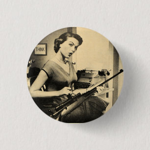 Chapa Redonda De 2,5 Cm Secretaria descarada Rifle Gun Fashion Button del