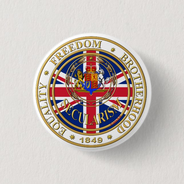 Chapa Redonda De 2,5 Cm secularism united kandom (Anverso)
