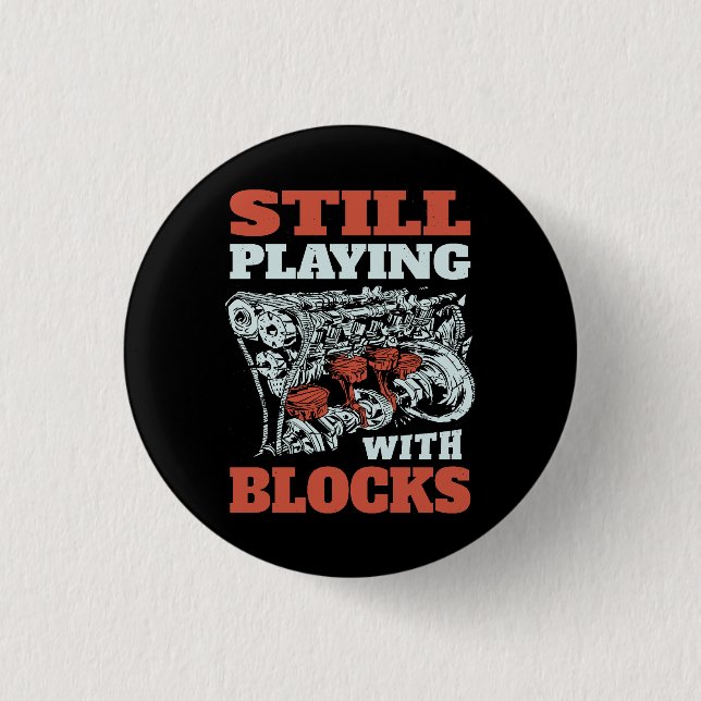 Chapa Redonda De 2,5 Cm Seguir jugando con bloques Mecánica (Anverso)