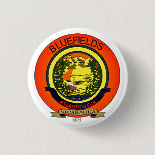 Chapa Redonda De 2,5 Cm Sello de Bluefields, Nicaragua