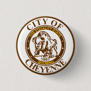 Chapa Redonda De 2,5 Cm Sello de Cheyenne, Wyoming