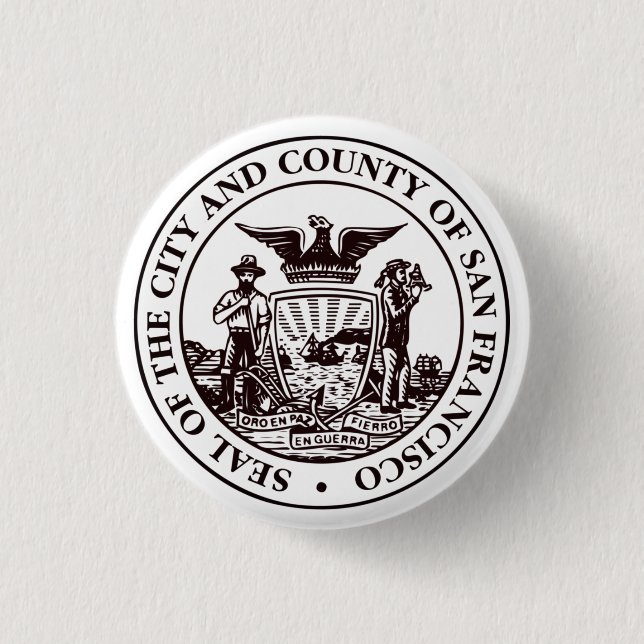 Chapa Redonda De 2,5 Cm Sello de San Francisco, CA (Anverso)