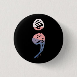 Chapa Redonda De 2,5 Cm Semicolón - Asuntos de salud mental