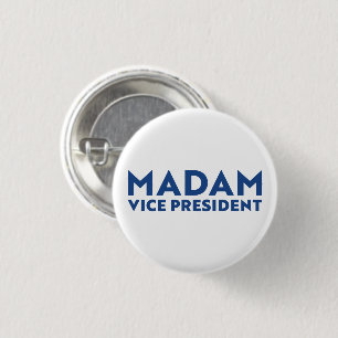 Chapa Redonda De 2,5 Cm Señora vicepresidenta, tipografía moderna azul bla