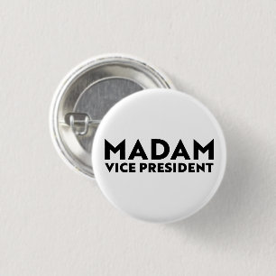 Chapa Redonda De 2,5 Cm Señora vicepresidenta, tipografía moderna blanca y