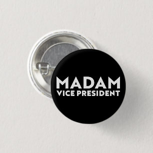 Chapa Redonda De 2,5 Cm Señora vicepresidenta, tipografía moderna blanca y