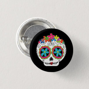 Chapa Redonda De 2,5 Cm Señorita Calavera Day of the Dead Sugar Skull