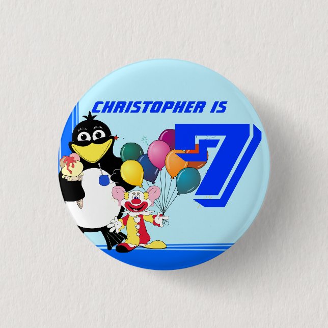 Chapa Redonda De 2,5 Cm Séptimo cumpleaños (Anverso)