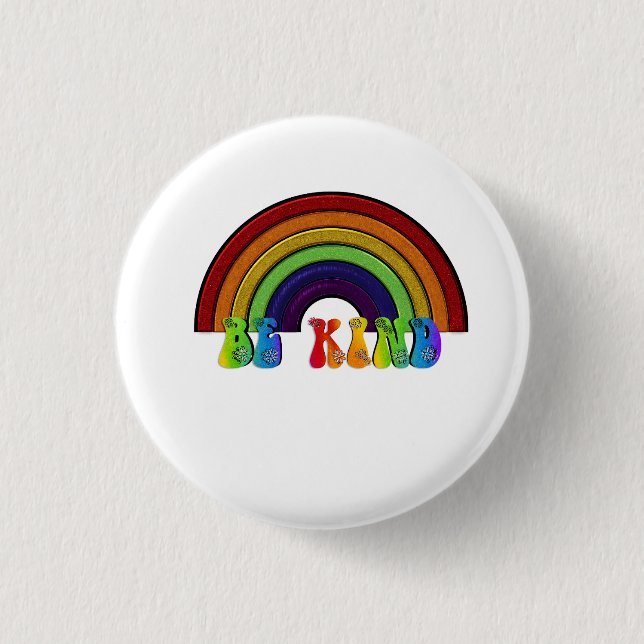 Chapa Redonda De 2,5 Cm Ser Amable Positividad Arcoíris LGBTQ (Anverso)