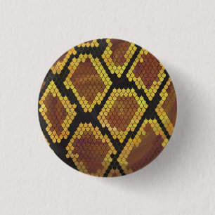 Chapa Redonda De 2,5 Cm Serpiente Marrón y Dorado Estampado
